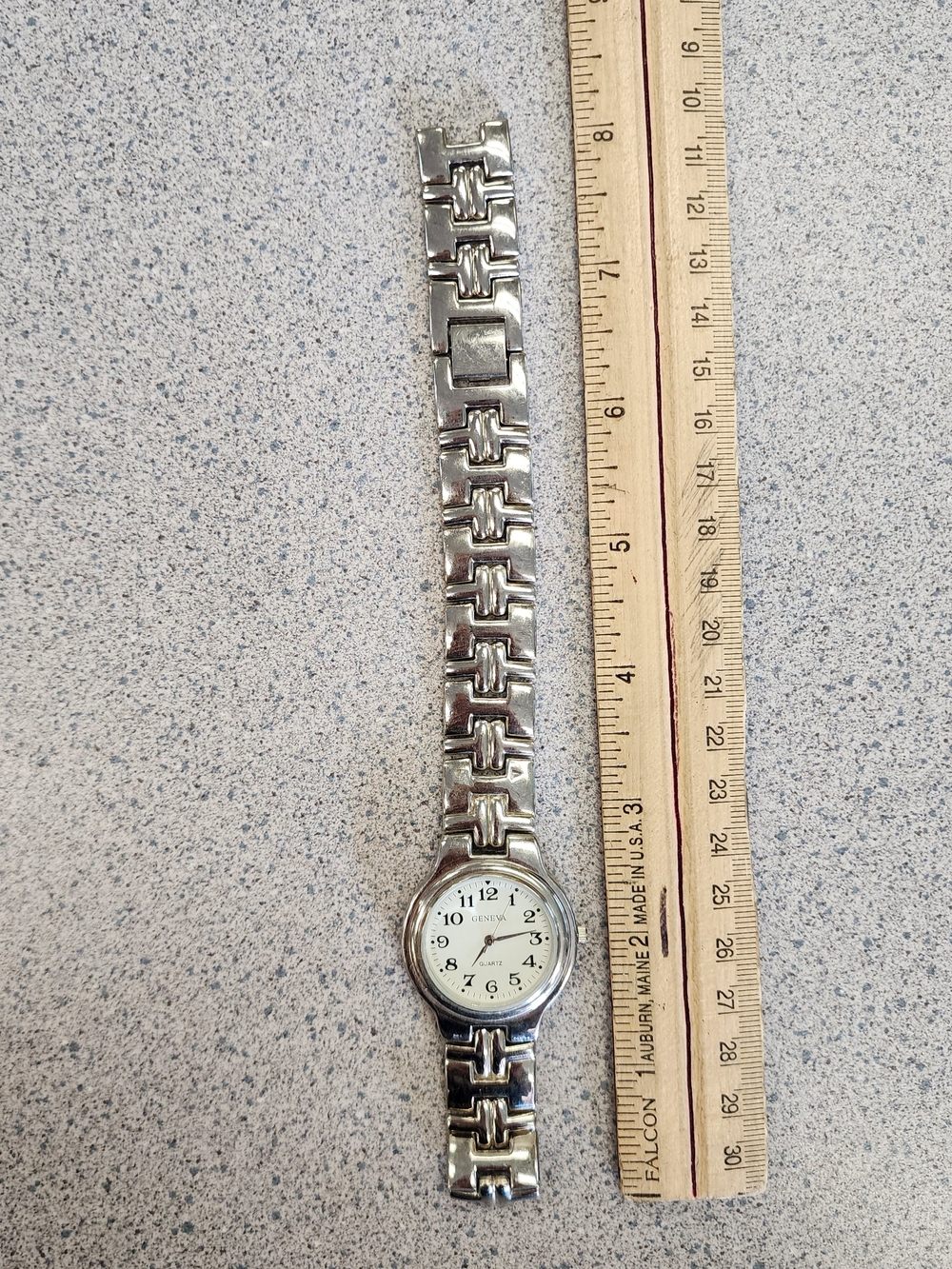 Vintage Geneva Silver Tone Classic Dress Watch | White Dial H-Link Band